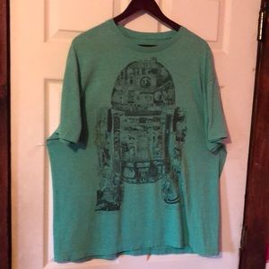Star Wars R2-D2 Green Striped Graphic T-Shirt Mens XL
